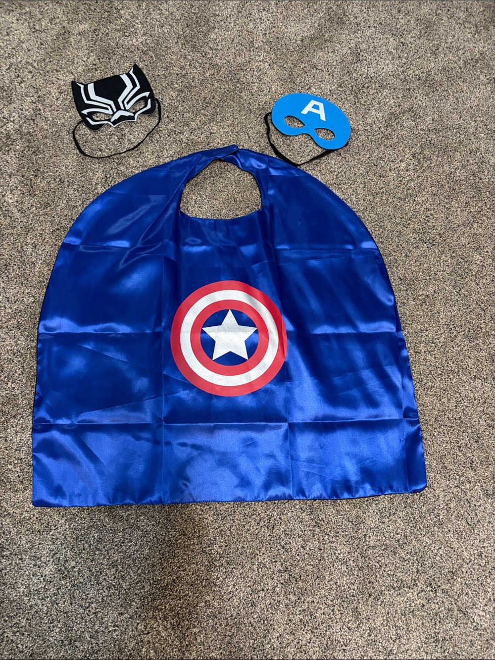 Kids Hand Crafted Reversible Cape Mask Set Captain America and Black Panther